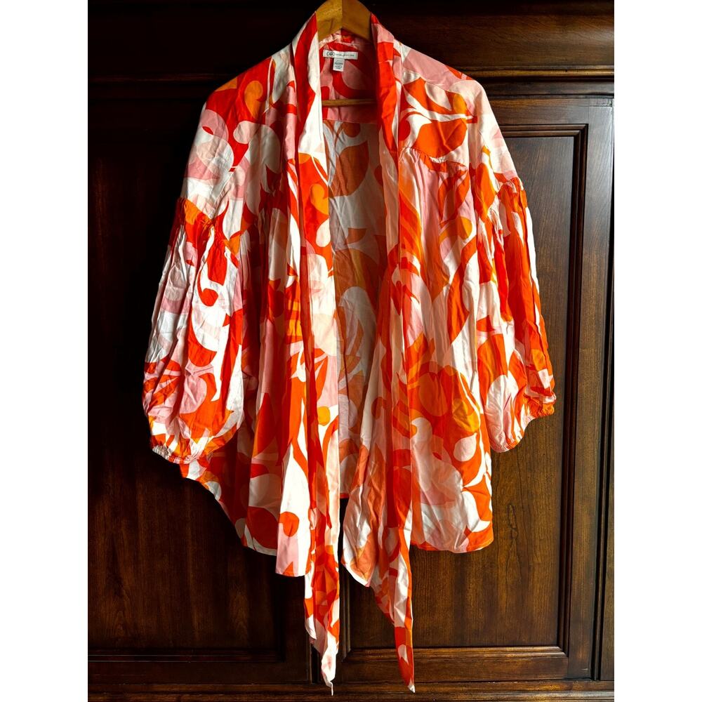 Cato Cardigan Floral Top Coverup 26/28W Orange Beachy Breezy